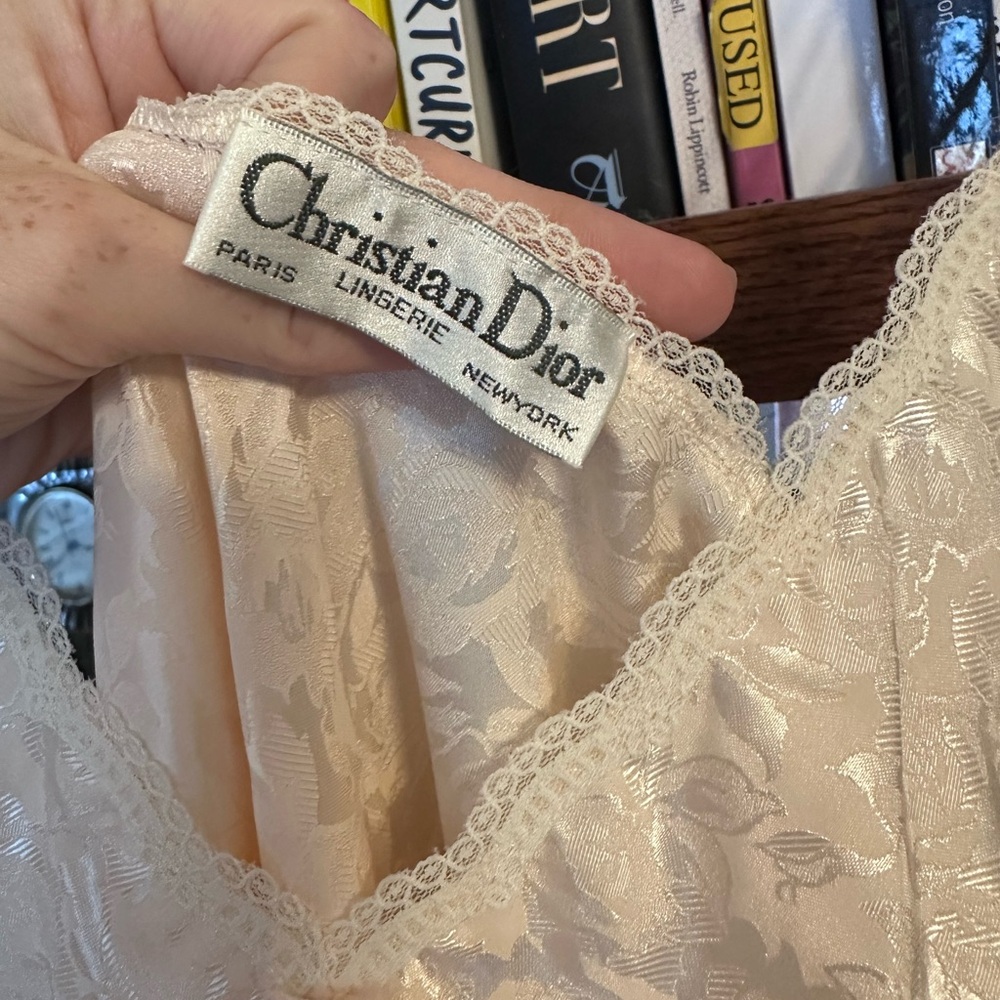 Dior Peachy Cream Lace Slip Dress